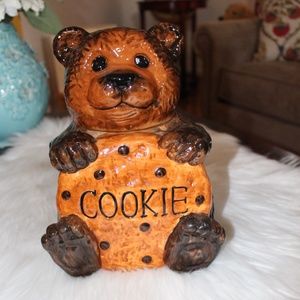 Vintage CKAO Dark Brown Bear Cookie Jar Ceramic